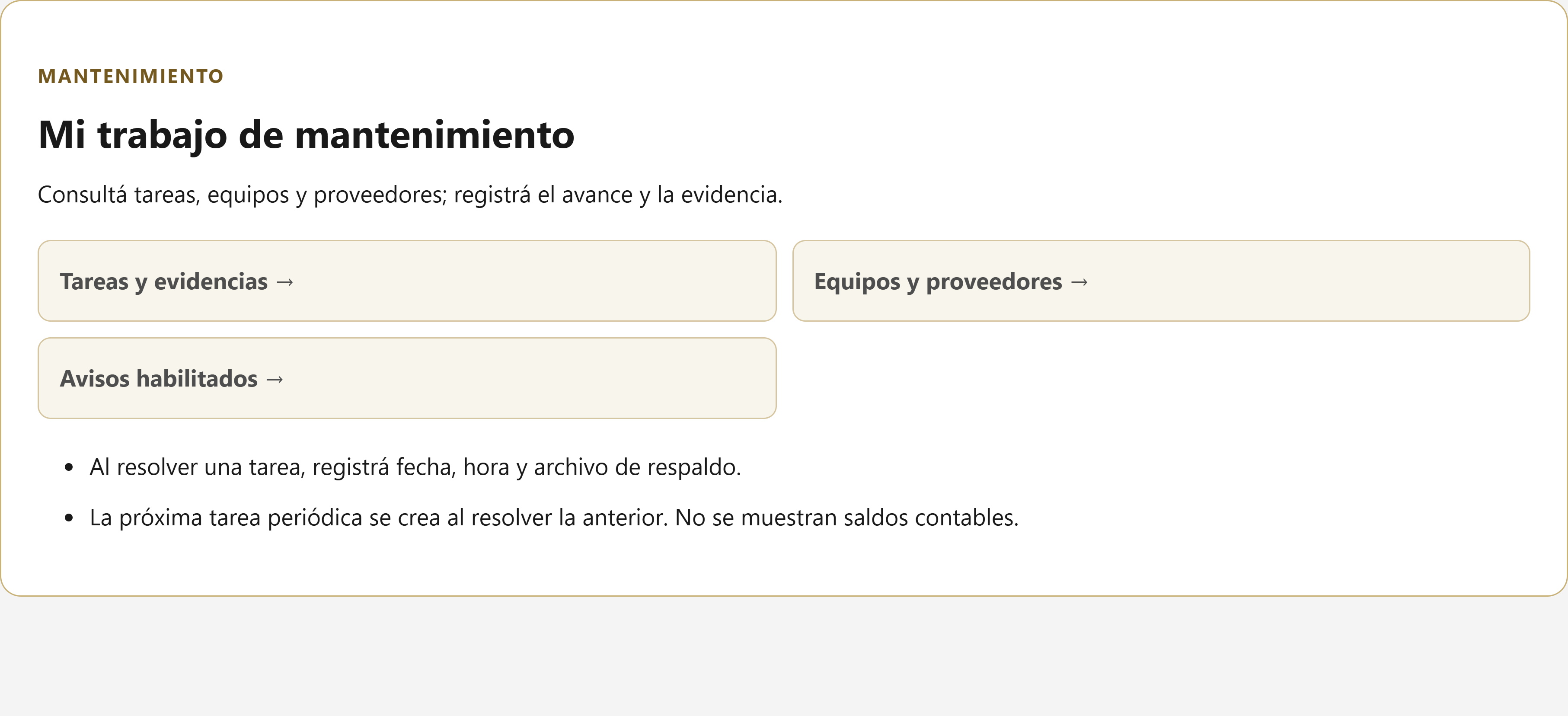 Captura real de la vista de Mantenimiento en el módulo de edificios con datos de demostración